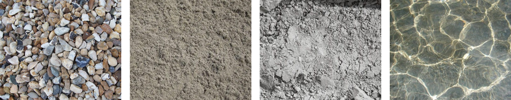 Ingrediënten voor de samenstelling van beton Samenstelling beton